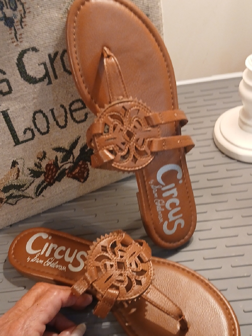 Circus by Sam Edelman Tan Leather Slide Sandals